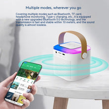 Load image into Gallery viewer, Microphone Karaoke Machine Bluetooth Speaker With 2 Wireless Mic RGB Light Home Family Singing Speaker