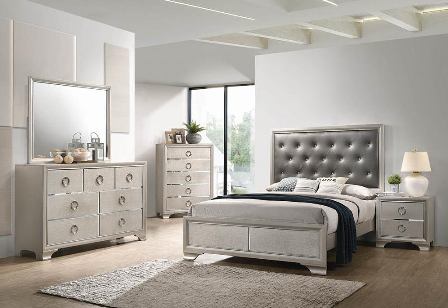 Coaster Salford Metallic Sterling Queen Bedroom Set (4 PC)