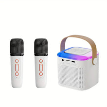 Load image into Gallery viewer, Microphone Karaoke Machine Bluetooth Speaker With 2 Wireless Mic RGB Light Home Family Singing Speaker