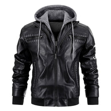 Load image into Gallery viewer, Hooded PU Jacket Warm Men