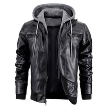 Load image into Gallery viewer, Hooded PU Jacket Warm Men