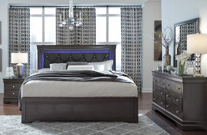 Global Pompei Grey LED Bedroom Set (4 PC)