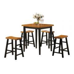 ACME GAUCHO OAK & BLACK FINISH 5PC COUNTER HEIGHT TABLE SET