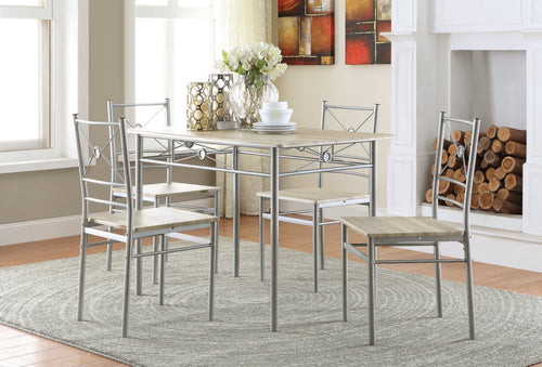 COASTER BRUSHED SILVER 5-PIECE RECTANGULAR DINING SET