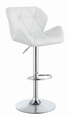 COASTER WHITE AND CHROME WINGED ADJUSTABLE BAR STOOL