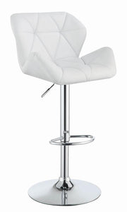 COASTER WHITE AND CHROME WINGED ADJUSTABLE BAR STOOL