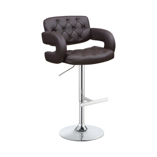 COASTER CHROME AND BROWN ADJUSTABLE BAR STOOL