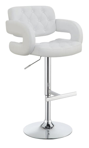 COASTER CHROME AND WHITE ADJUSTABLE BAR STOOL