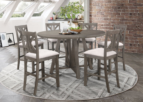 COASTER ATHENS BARN GREY 7-PIECE COUNTER HEIGHT DINING SET