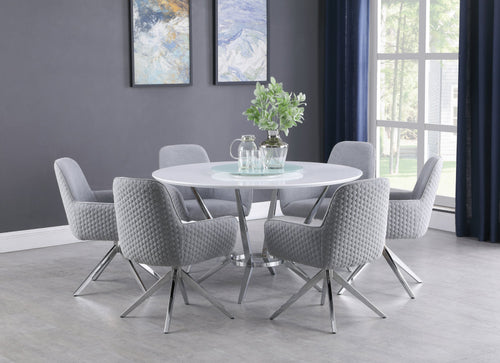 COASTER DINING-ROOM ABBY 5-PIECE DINING SET WHITE AND LIGHT GREY