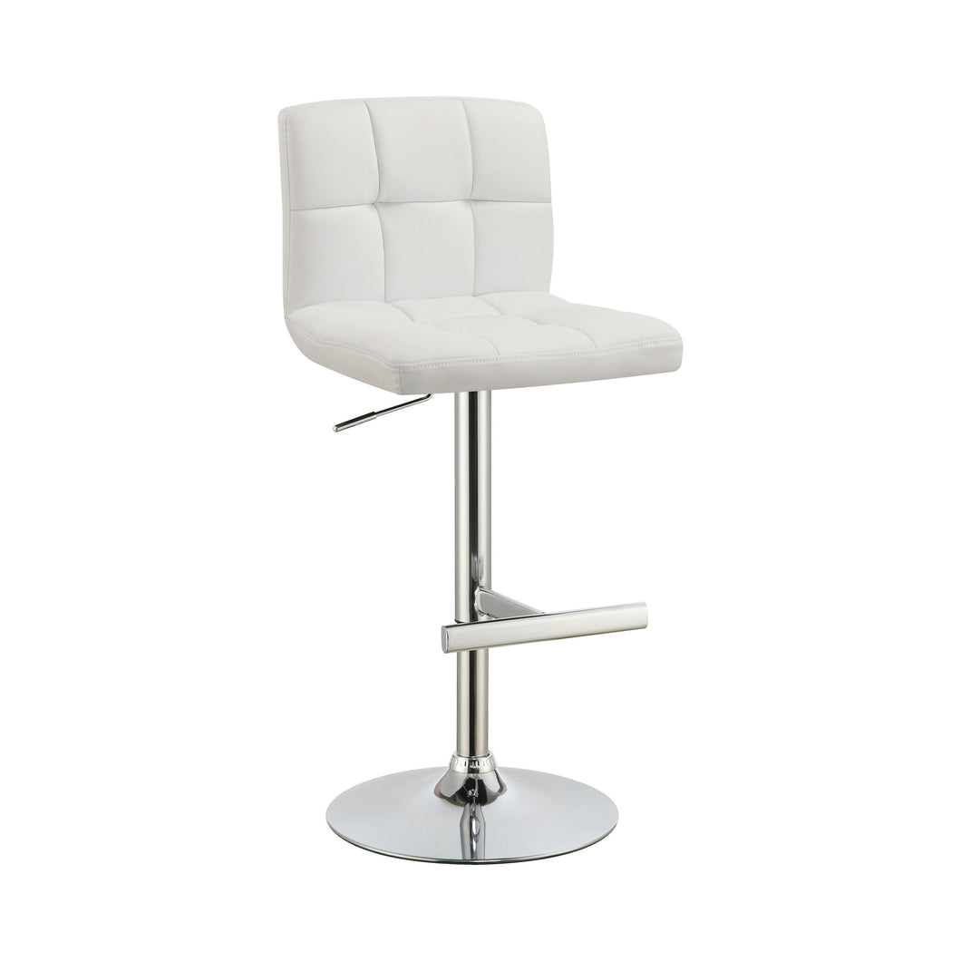 COASTER CHROME AND WHITE ADJUSTABLE BAR STOOL