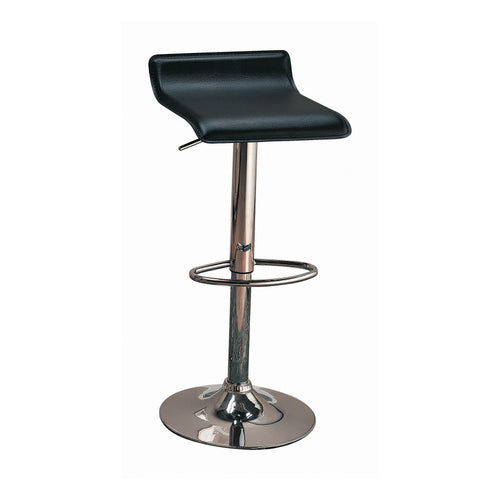 COASTER BLACK AND CHROME UPHOLSTERED BACKLESS ADJUSTABLE BAR STOOL