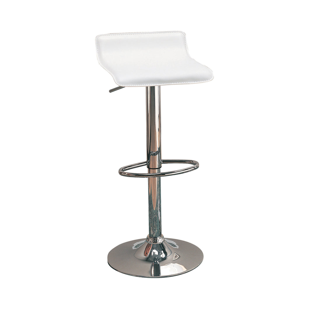 COASTER WHITE AND CHROME BACKLESS ADJUSTABLE BAR STOOL