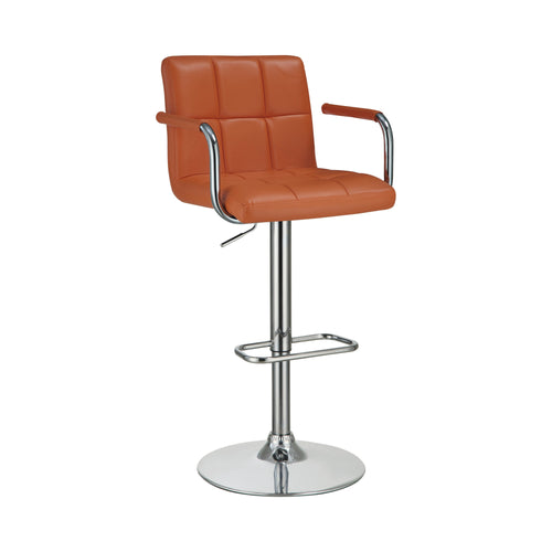 COASTER ORANGE AND CHROME ADJUSTABLE BAR STOOL