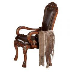 ACME DRESDEN BROWN PU & CHERRY OAK FINISH ARM CHAIR (SET-2)