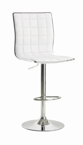 COASTER WHITE AND CHROME ADJUSTABLE BAR STOOL