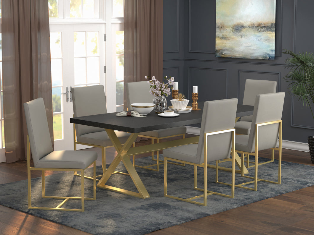 COASTER DINING-ROOM CONWAY 5-PIECE RECTANGULAR DINING SET DARK WALNUT AND AGED GOLD