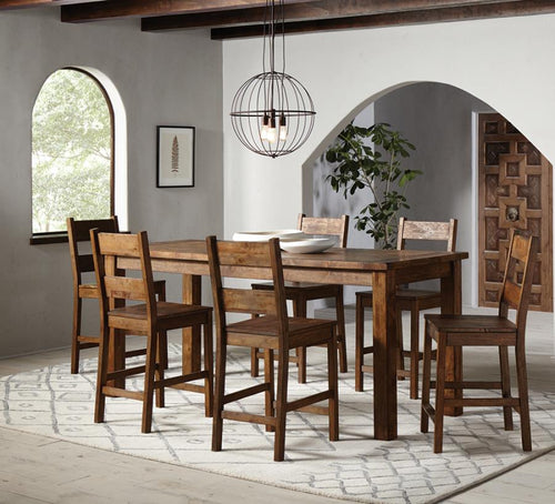 COASTER RUSTIC GOLDEN BROWN COLEMAN 5-PIECE COUNTER HEIGHT DINING SET