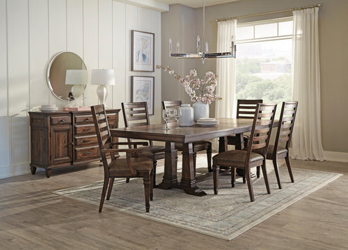 COASTER VINTAGE DARK PINE DELPHINE 5-PIECE DINING SET WITH EXTENSION LEAF