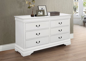 COASTER BEDROOM LOUIS PHILIPPE 6-DRAWER DRESSER WHITE