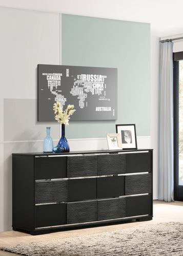 COASTER BEDROOM BLACKTOFT 6-DRAWER DRESSER BLACK