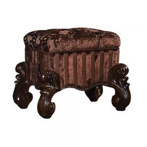 ACME VERSAILLES FABRIC & CHERRY OAK FINISH VANITY STOOL