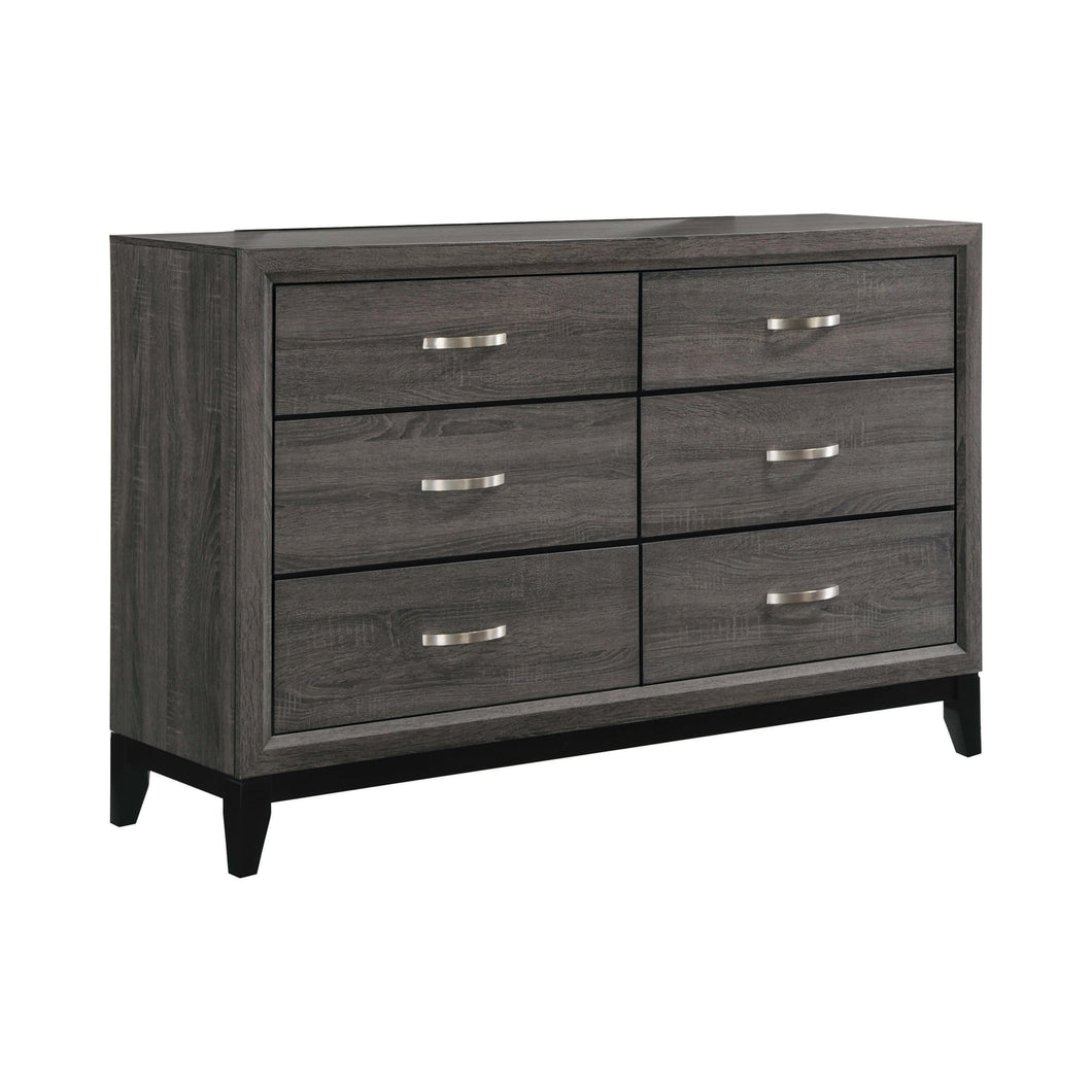 COASTER BEDROOM WATSON 6-DRAWER DRESSER GREY OAK AND BLACK