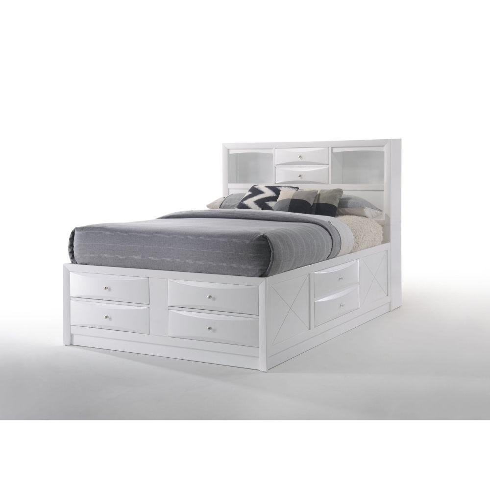 ACME IRELAND WHITE FINISH EK BED W/STORAGE