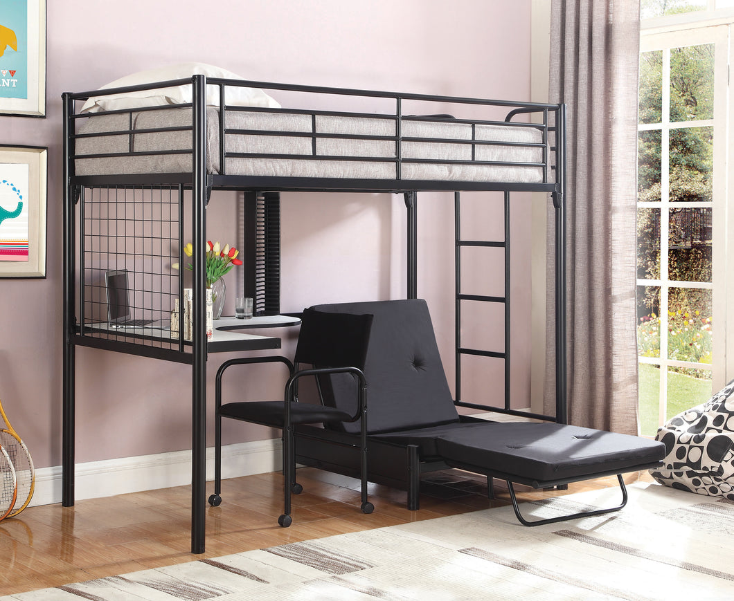 COASTER BEDROOM JENNER TWIN FUTON WORKSTATION LOFT BED BLACK