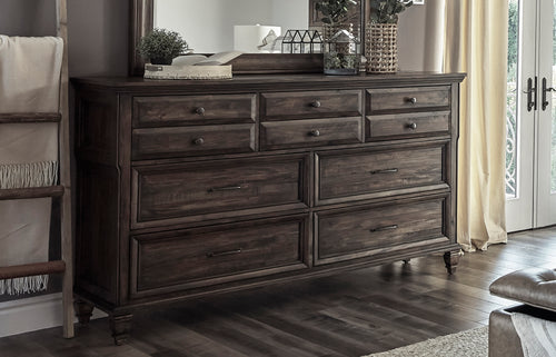 COASTER BEDROOM AVENUE 10-DRAWER DRESSER WEATHERED BURNISHED BROWN