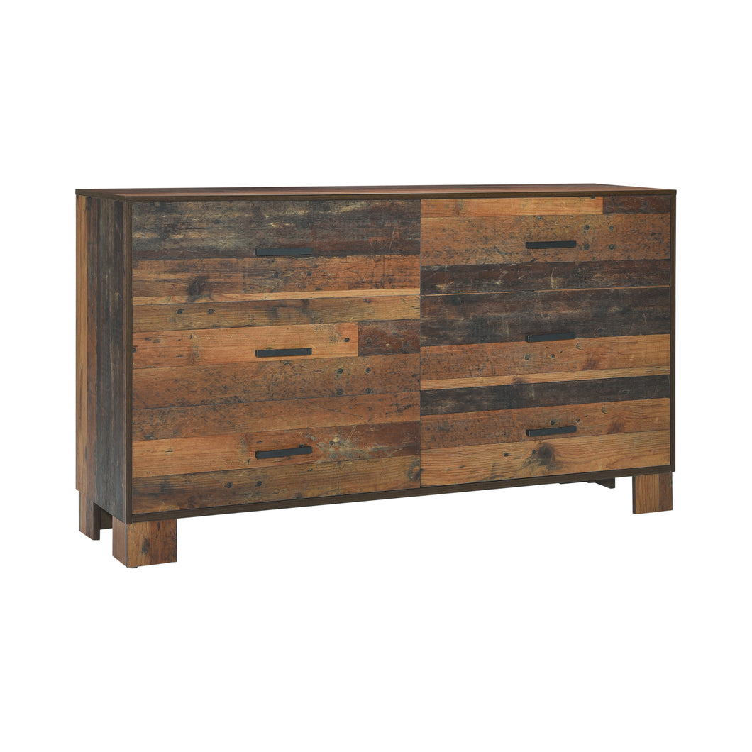 COASTER BEDROOM SIDNEY 6-DRAWER DRESSER RUSTIC PINE