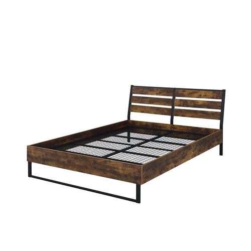 ACME JUVANTH RUSTIC OAK & BLACK FINISH QUEEN BED