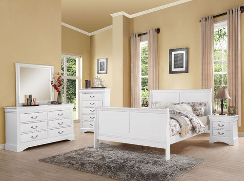 ACME LOUIS PHILIPPE III WHITE BEDROOM SET (5 PC)