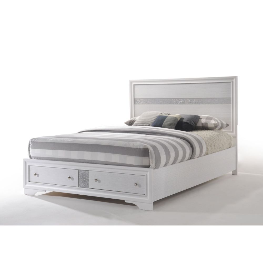 ACME NAIMA WHITE EK BED W/STORAGE