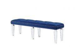 ACME VARIAN BLUE VELVET & MIRRORED BENCH