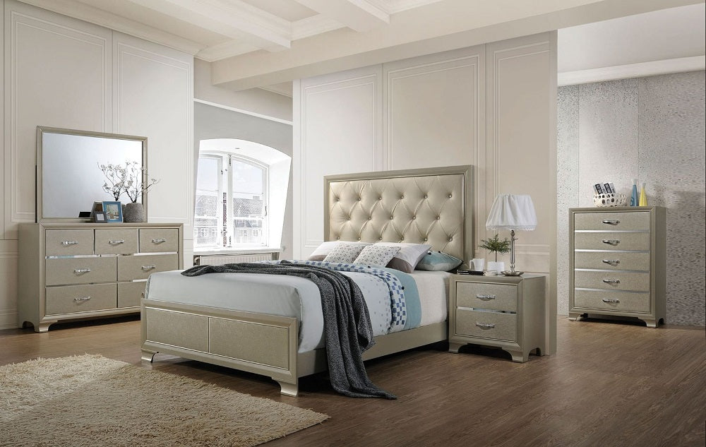 ACME CARINE CHAMPAGNE QUEEN BEDROOM SET (5PC)