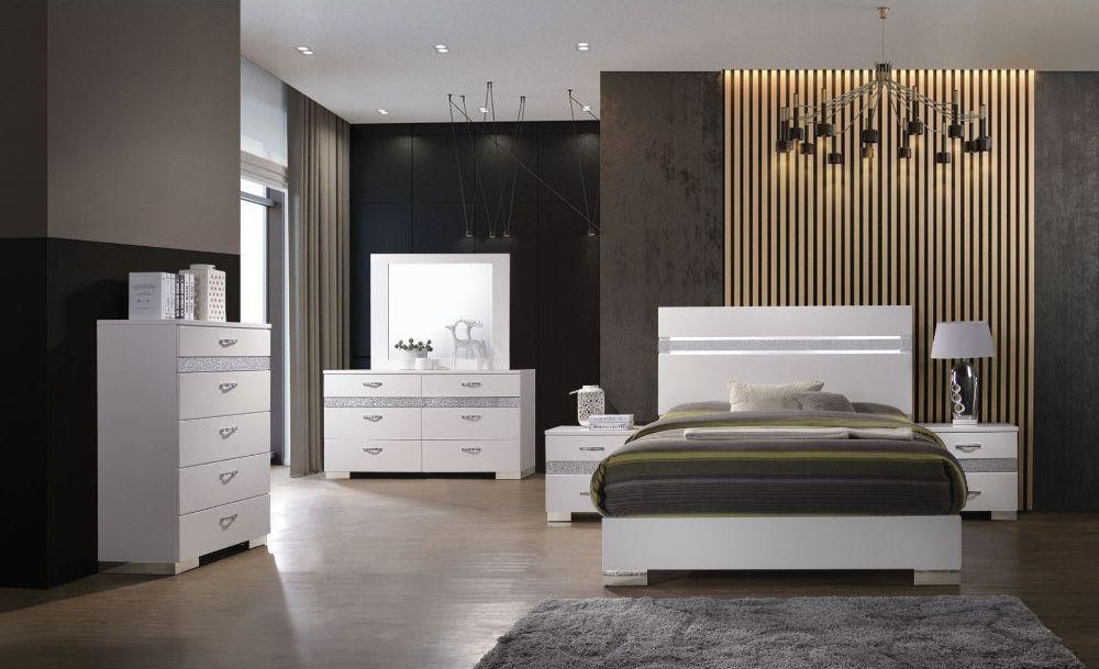 ACME NAIMA II WHITE QUEEN BEDROOM SET (5 PC)