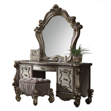 Load image into Gallery viewer, ACME VERSAILLES FABRIC &amp; ANTIQUE PLATINUM VANITY STOOL