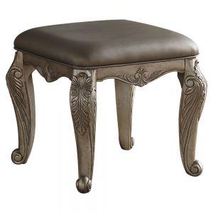 ACME NORTHVILLE PU & ANTIQUE SILVER FINISH VANITY STOOL