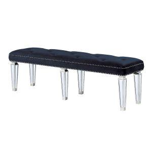 ACME VARIAN DARK NAVY VELVET & MIRRORED BENCH