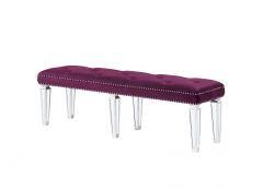 ACME VARIAN BURGUNDY VELVET & MIRRORED BENCH