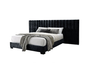 ACME RIVAS BLACK FABRIC QUEEN BED