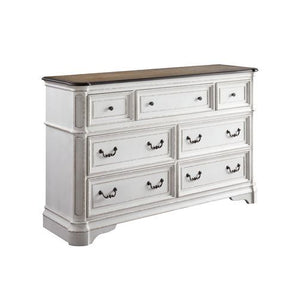 ACME FLORIAN ANTIQUE WHITE & OAK FINISH DRESSER