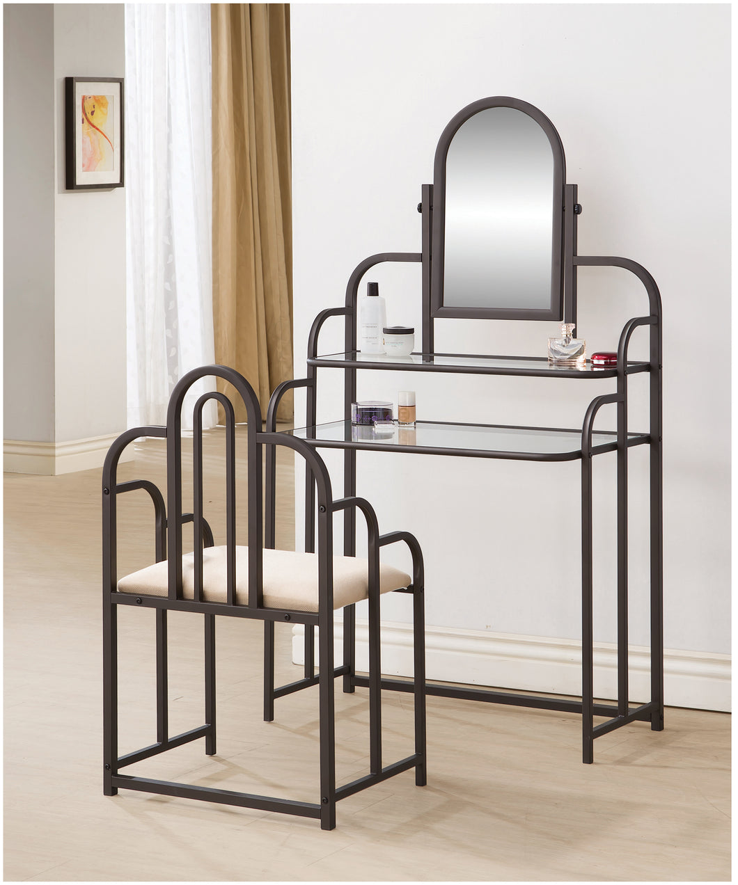 COASTER OFFICE-ACCESSORY 2-PIECE VANITY SET TAN AND BRONZE