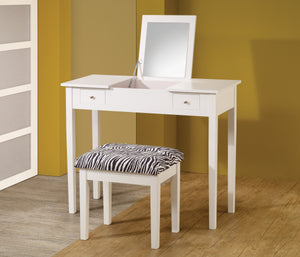 COASTER OFFICE-ACCESSORY 2-PIECE VANITY SET WHITE AND ZEBRA