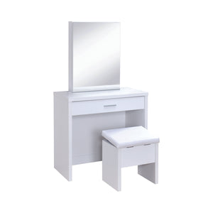 COASTER OFFICE-ACCESSORY 2-PIECE VANITY SET WITH LIFT-TOP STOOL WHITE