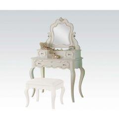 ACME EDALENE PEARL WHITE FINISH VANITY DESK W/MIRROR