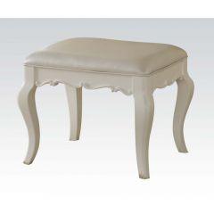 ACME EDALENE PEARL PU & PEARL WHITE FINISH VANITY STOOL