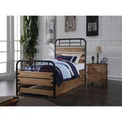 ACME ADAMS ANTIQUE OAK & BLACK FINISH TWIN BED