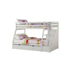 ACME JASON WHITE FINISH TWIN/FULL BUNK BED W/TRUNDLE & STORAGE